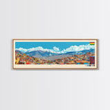 La Paz, Bolivia Panoramic Travel Poster Canvas Print, La Paz, Bolivia Painting, Bolivia Art, La Paz Panoramic Travel Art, Travel Painting