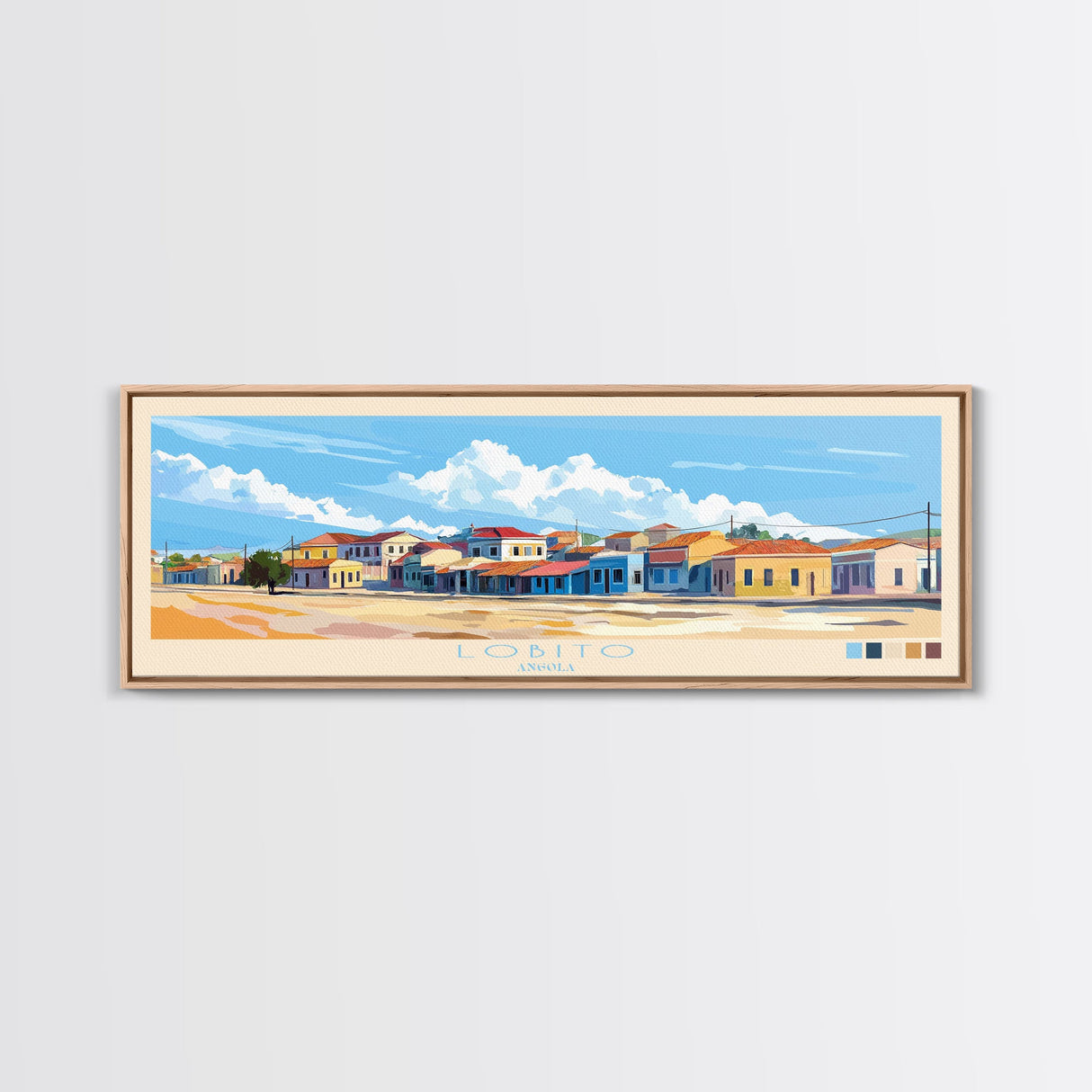 Lobito, Angola Travel Poster Panoramic Canvas Print, Lobito, Angola Painting, Angola Art, Lobito Travel Art, Guest Room Painting