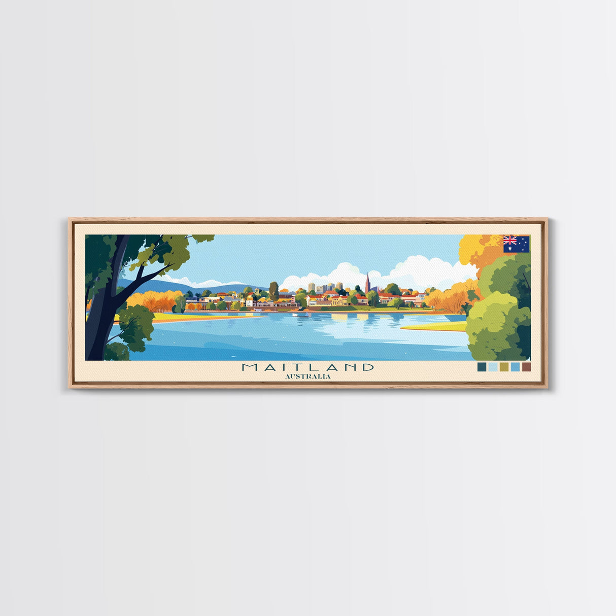 Maitland, Australia Panoramic Travel Poster Canvas Print, Maitland, Australia Painting, Australia Art, Maitland Panoramic Travel Art, Travel Painting