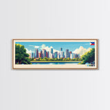 Manila, Philippines Panoramic Travel Poster Canvas Print, Manila, Philippines Painting, Philippines Art, Manila Panoramic Travel Art, Travel Painting