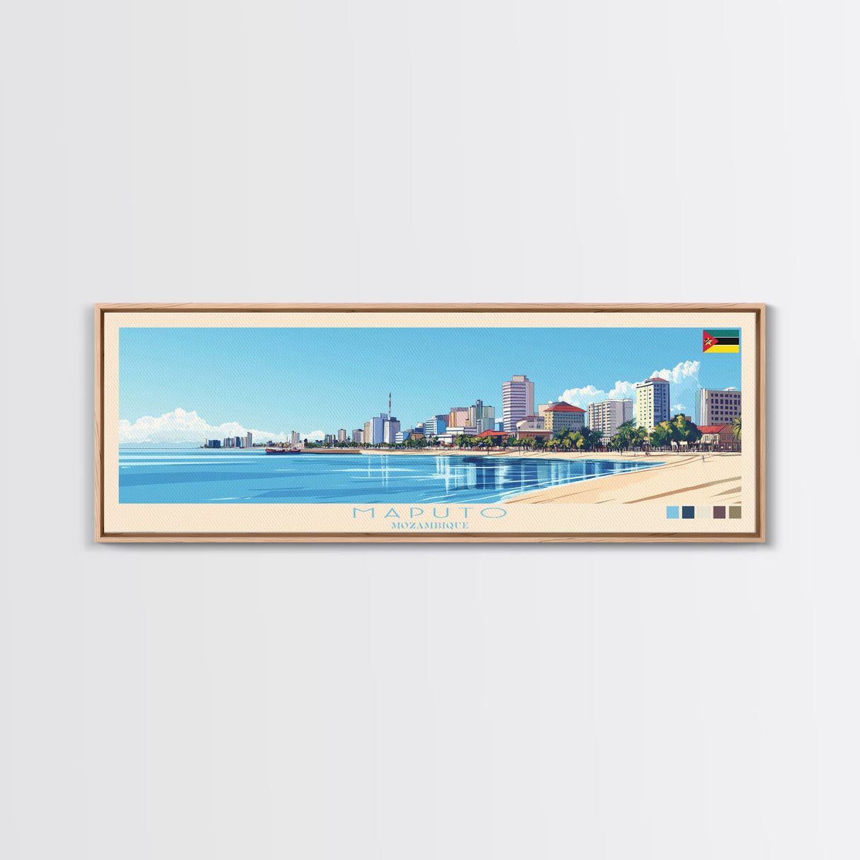 Maputo, Mozambique Travel Poster Panoramic Canvas Print, Maputo, Mozambique Painting, Mozambique Art, Maputo Travel Art, Guest Room Painting