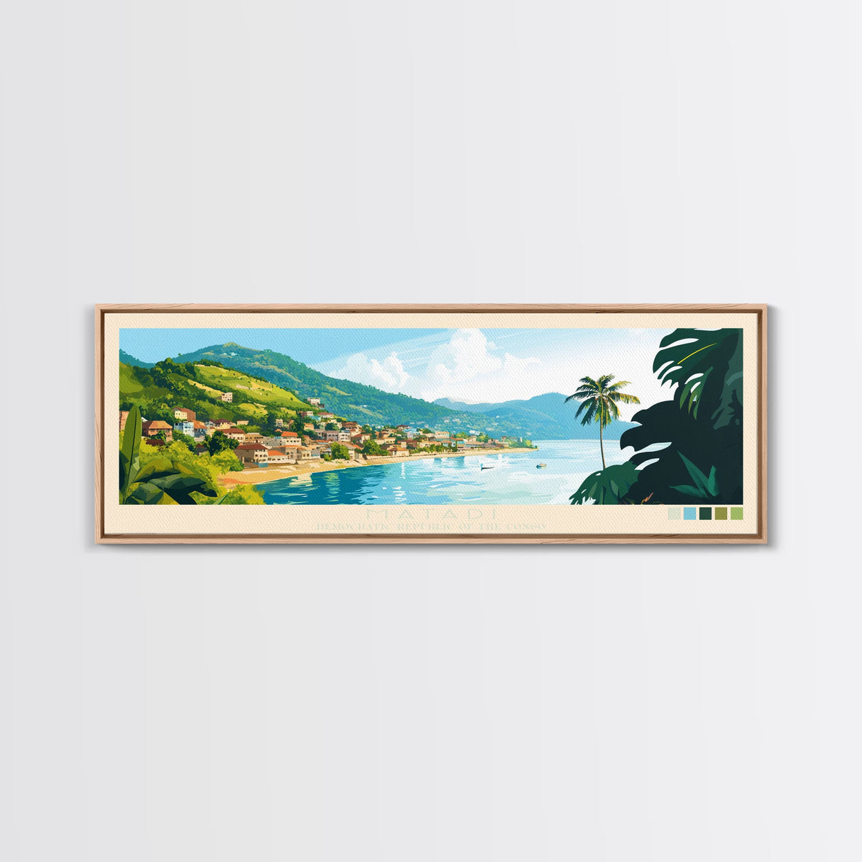 Panoramic Travel Poster Matadi, Congo Canvas Print, Matadi, Congo Painting, Congo Art, Matadi Travel Art, Guest Room Painting