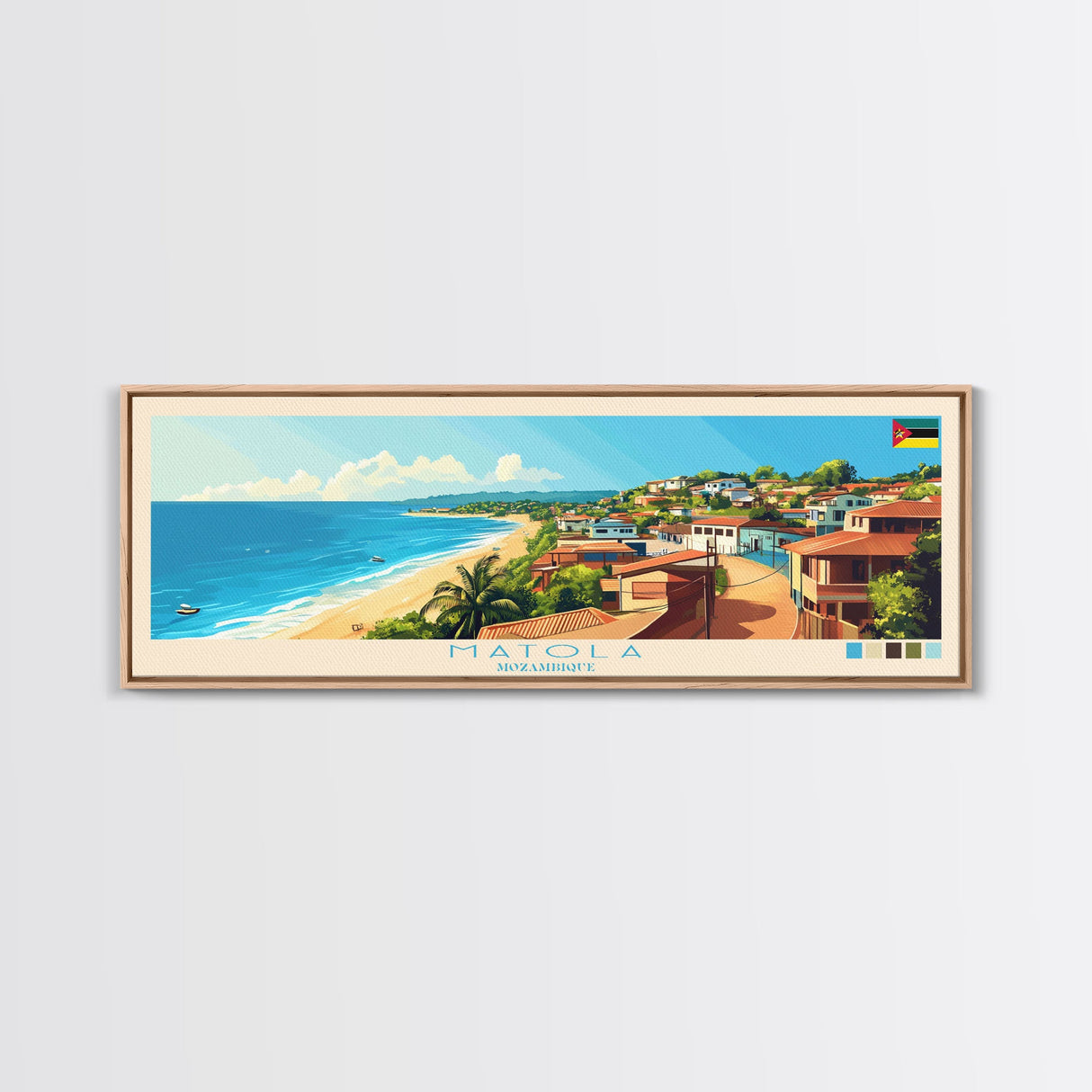 Matola, Mozambique Panoramic Travel Poster Canvas Print, Matola, Mozambique Painting, Mozambique Art, Matola Panoramic Travel Art, Travel Painting