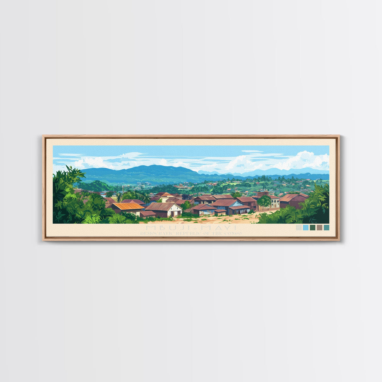 Mbuji-Mayi, Congo Travel Poster Panoramic Canvas Print, Mbuji-Mayi, Congo Painting, Congo Art, Mbuji-Mayi Travel Art, Guest Room Painting