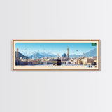 Mecca, Saudi Arabia Travel Poster Panoramic Canvas Print, Mecca, Saudi Arabia Painting, Saudi Arabia Art, Mecca Travel Art, Guest Room Painting