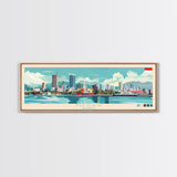 Medan, Indonesia Panoramic Travel Poster Canvas Print, Medan, Indonesia Painting, Indonesia Art, Medan Panoramic Travel Art, Travel Painting