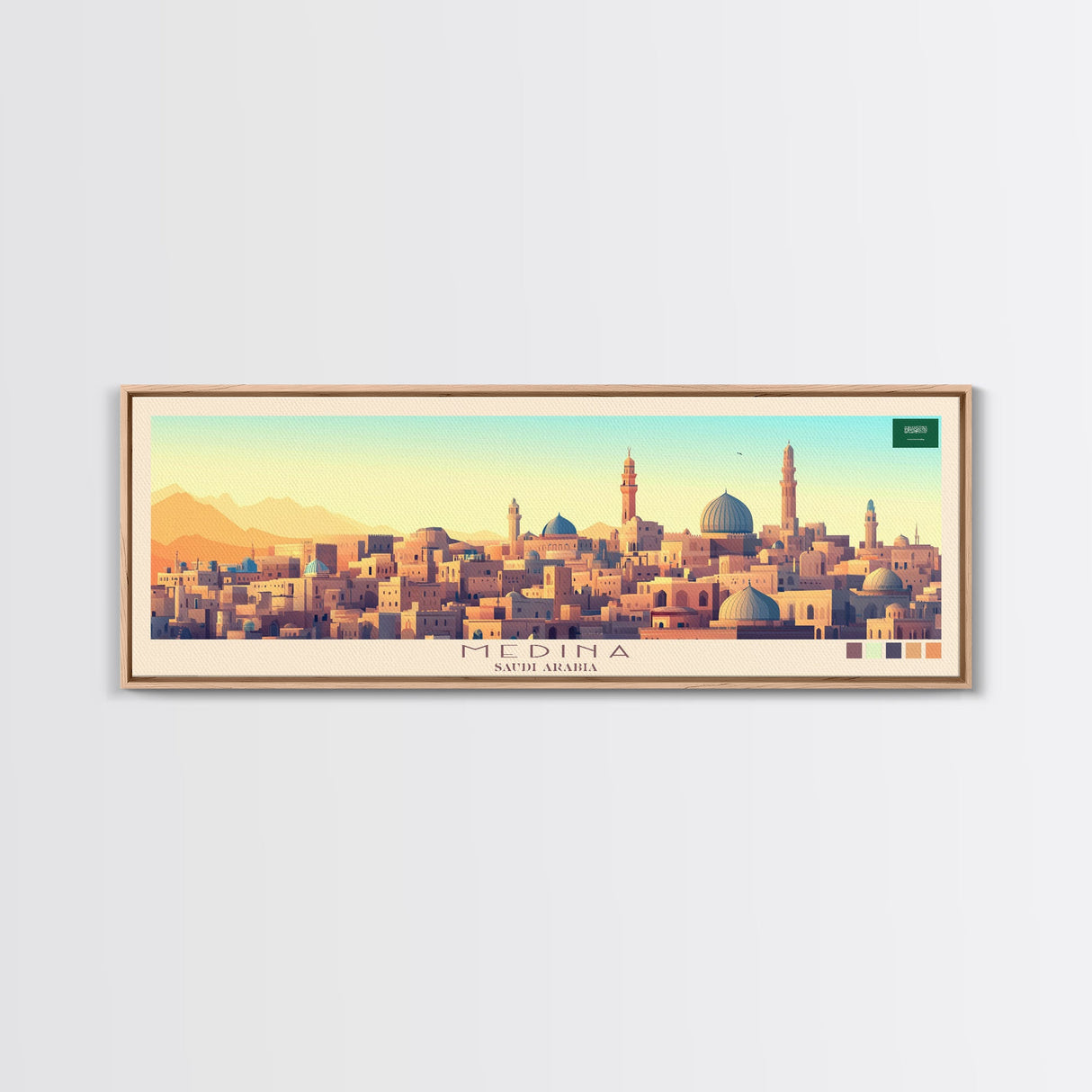 Panoramic Travel Poster Medina, Saudi Arabia Canvas Print, Medina, Saudi Arabia Painting, Saudi Arabia Art, Medina Travel Art, Guest Room Painting