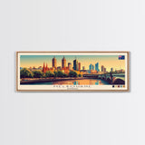 Melbourne, Australia Panoramic Travel Poster Canvas Print, Melbourne, Australia Painting, Australia Art, Melbourne Travel Art, Living Room Painting