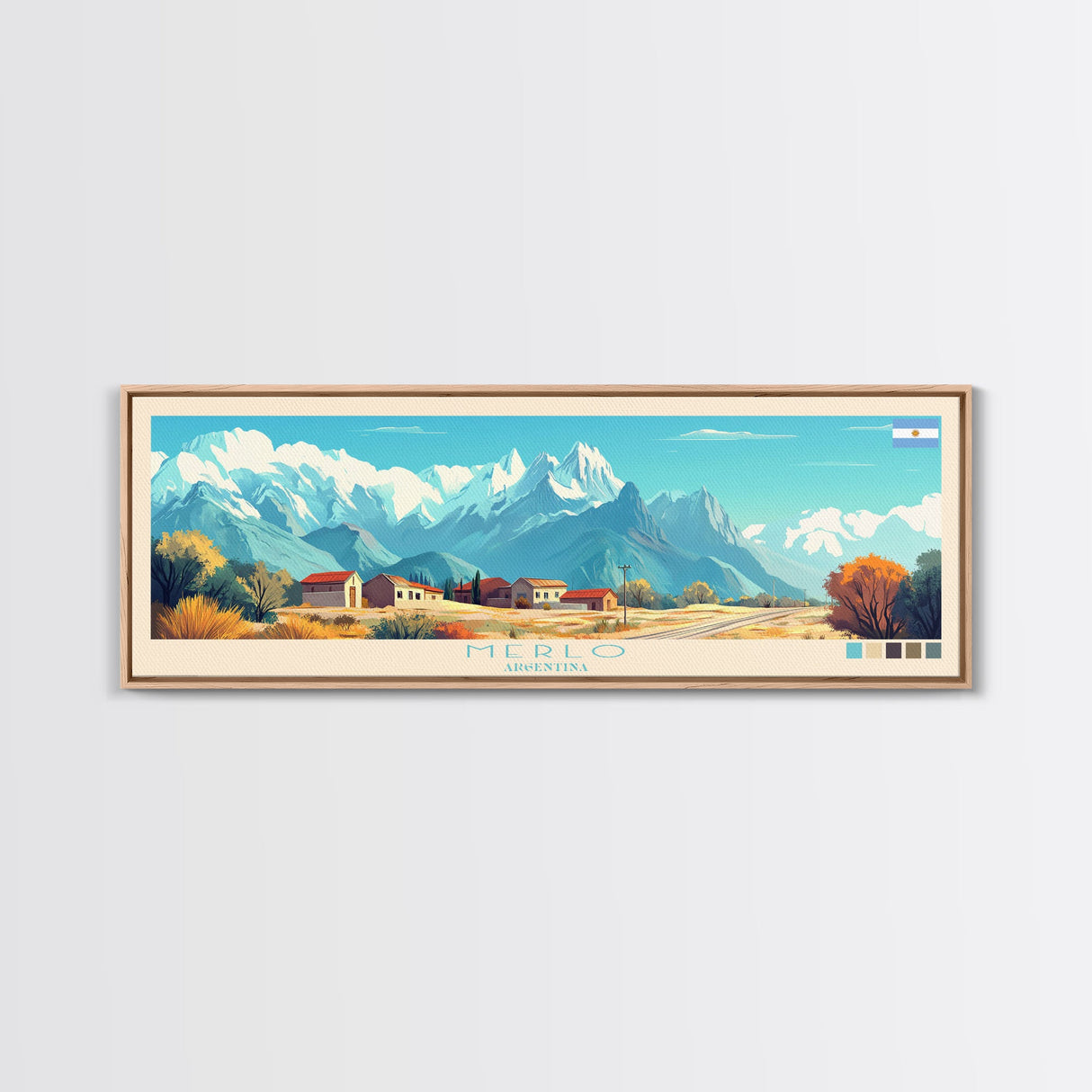 Merlo, Argentina Travel Poster Panoramic Canvas Print, Merlo, Argentina Painting, Argentina Art, Merlo Travel Art, Guest Room Painting