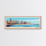 Montevideo, Uruguay Panoramic Travel Poster Canvas Print, Montevideo, Uruguay Painting, Uruguay Art, Montevideo Panoramic Travel Art, Travel Painting