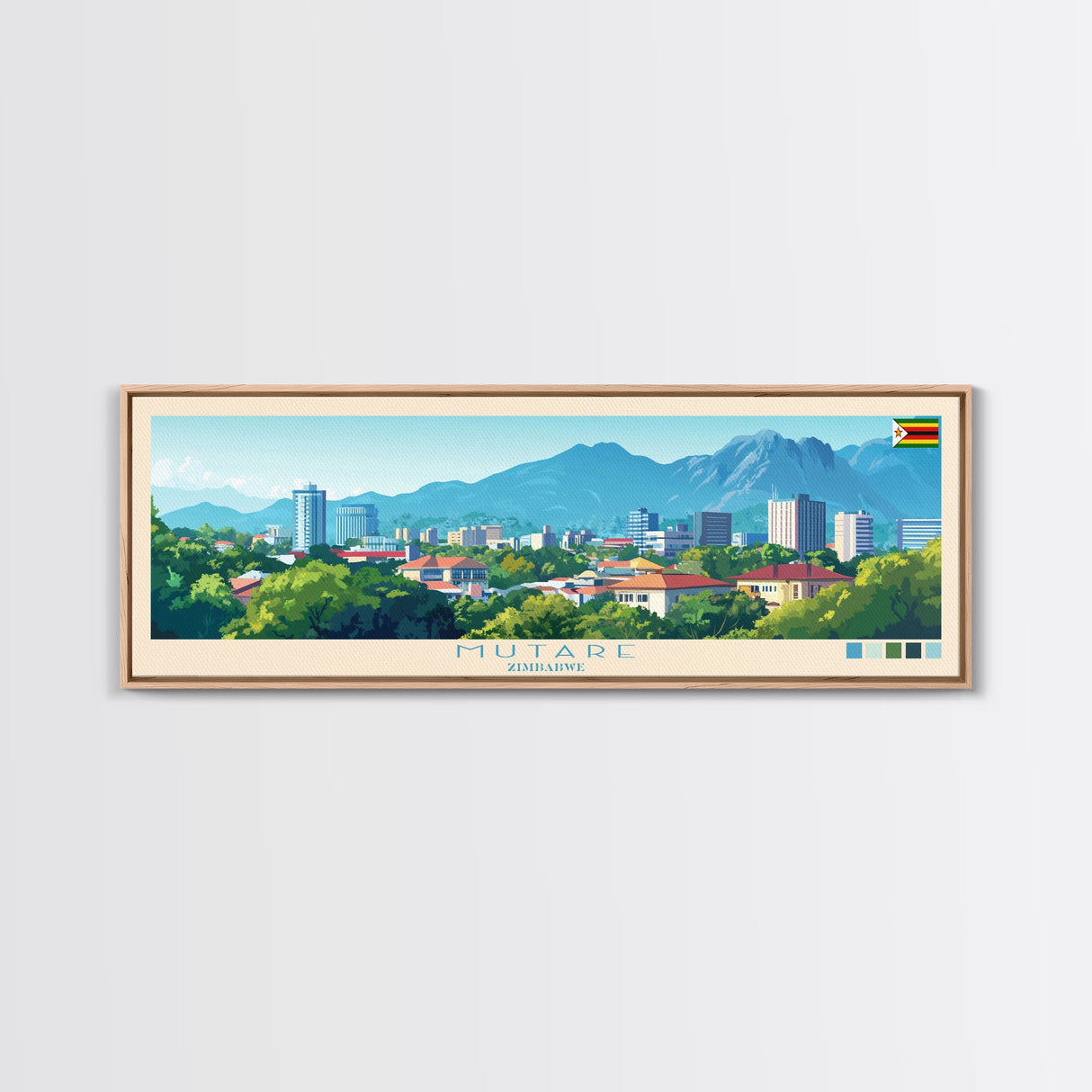 Panoramic Travel Poster Mutare, Zimbabwe Canvas Print, Mutare, Zimbabwe Painting, Zimbabwe Art, Mutare Travel Art, Guest Room Painting