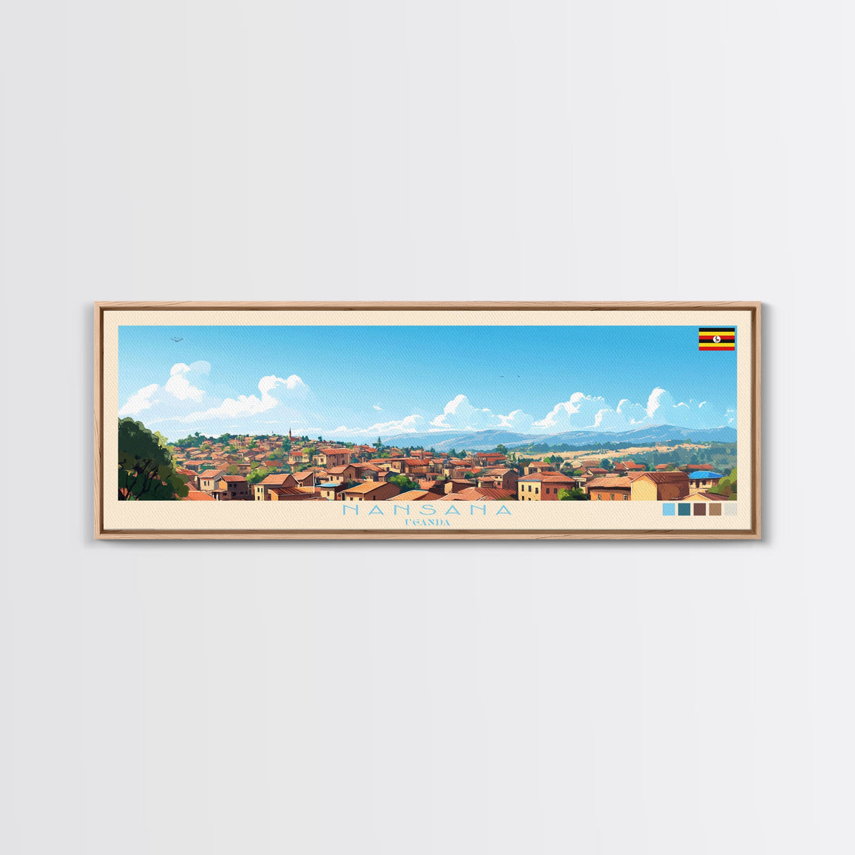 Nansana, Uganda Panoramic Travel Poster Canvas Print, Nansana, Uganda Painting, Uganda Art, Nansana Panoramic Travel Art, Travel Painting