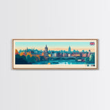 Nottingham, England Panoramic Travel Poster Canvas Print, Nottingham, England Painting, England Art, Nottingham Panoramic Travel Art, Travel Painting