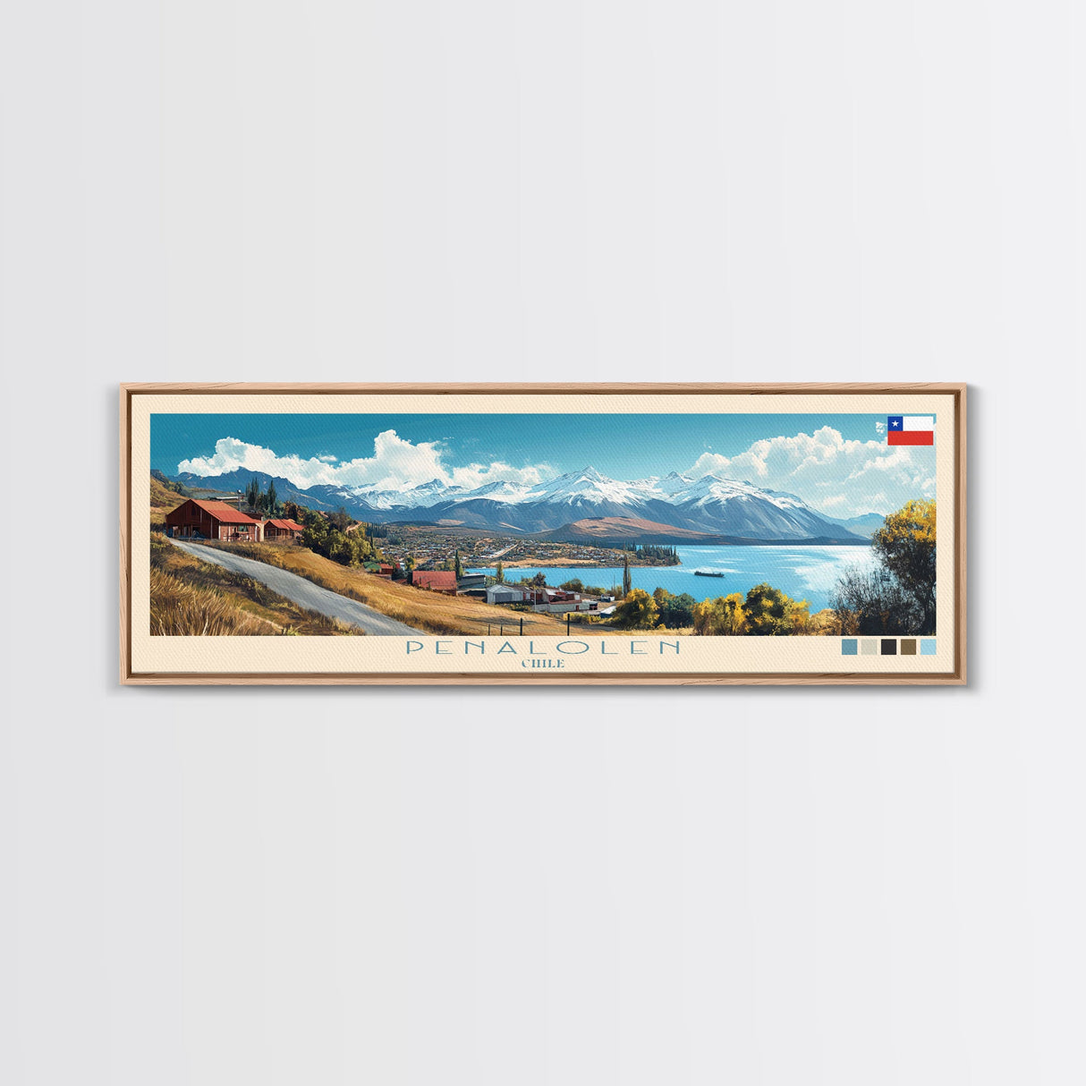 Penalolen, Chile Panoramic Travel Poster Canvas Print, Penalolen, Chile Painting, Chile Art, Penalolen Panoramic Travel Art, Travel Painting