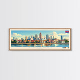 Phnom Penh, Cambodia Panoramic Travel Poster Canvas Print, Phnom Penh, Cambodia Painting, Cambodia Art, Phnom Penh Travel Art, Guest Room Painting