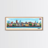 Preston, England Panoramic Travel Poster Canvas Print, Preston, England Painting, England Art, Preston Travel Art, Guest Room Painting