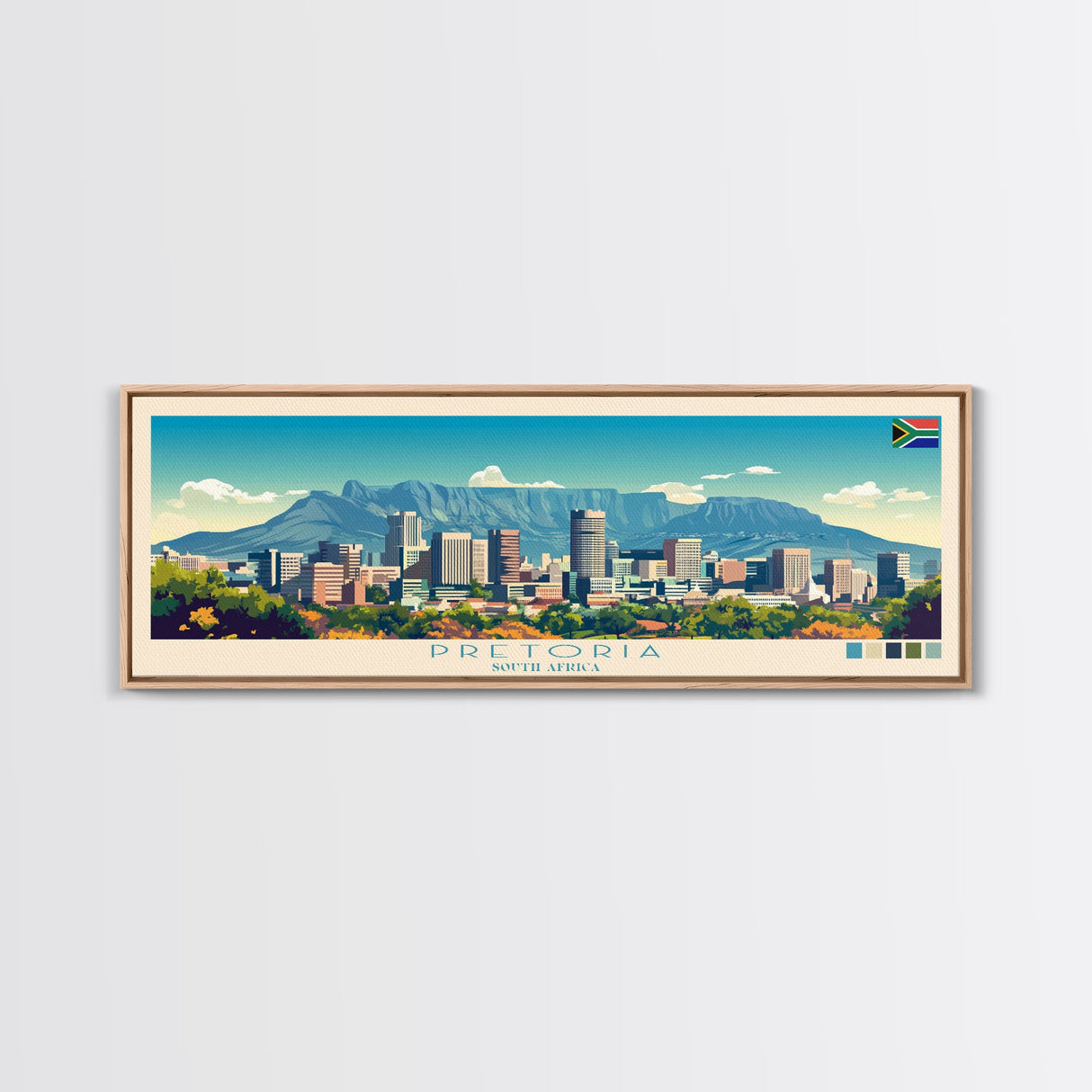 Pretoria, South Africa Panoramic Travel Poster Canvas Print, Pretoria, South Africa Painting, South Africa Art, Pretoria Travel Art, Living Room Painting