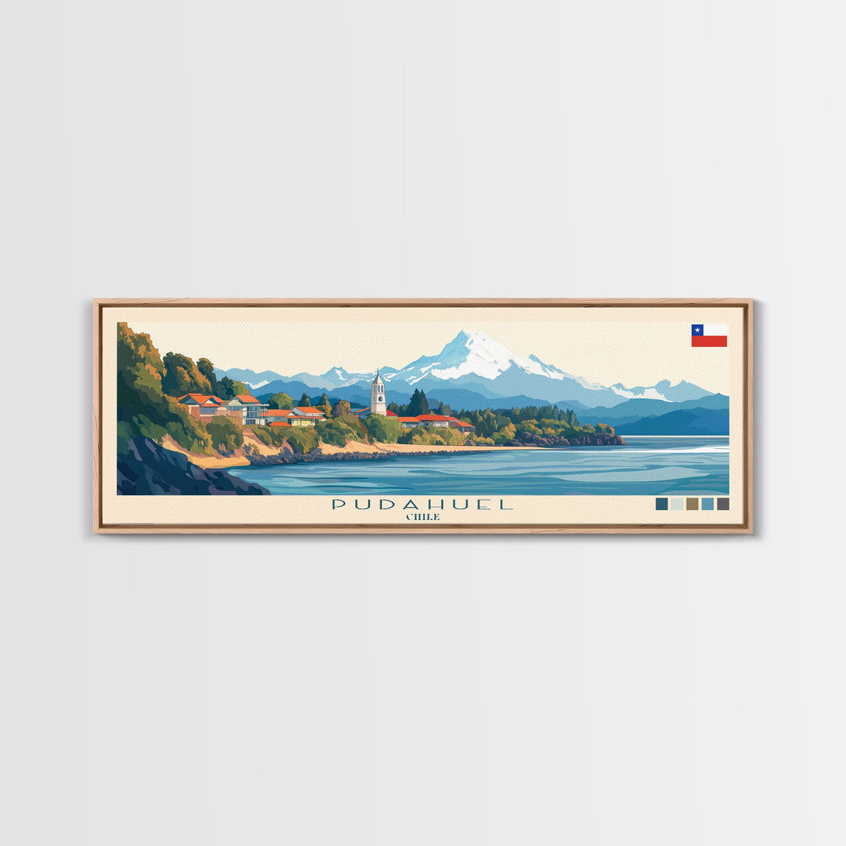 Pudahuel, Chile Travel Poster Panoramic Canvas Print, Pudahuel, Chile Painting, Chile Art, Pudahuel Travel Art, Guest Room Painting