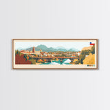 Puente Alto, Chile Panoramic Travel Poster Canvas Print, Puente Alto, Chile Painting, Chile Art, Puente Alto Travel Art, Guest Room Painting