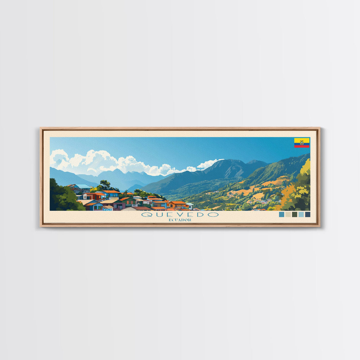 Quevedo, Ecuador Travel Poster Panoramic Canvas Print, Quevedo, Ecuador Painting, Ecuador Art, Quevedo Travel Art, Guest Room Painting