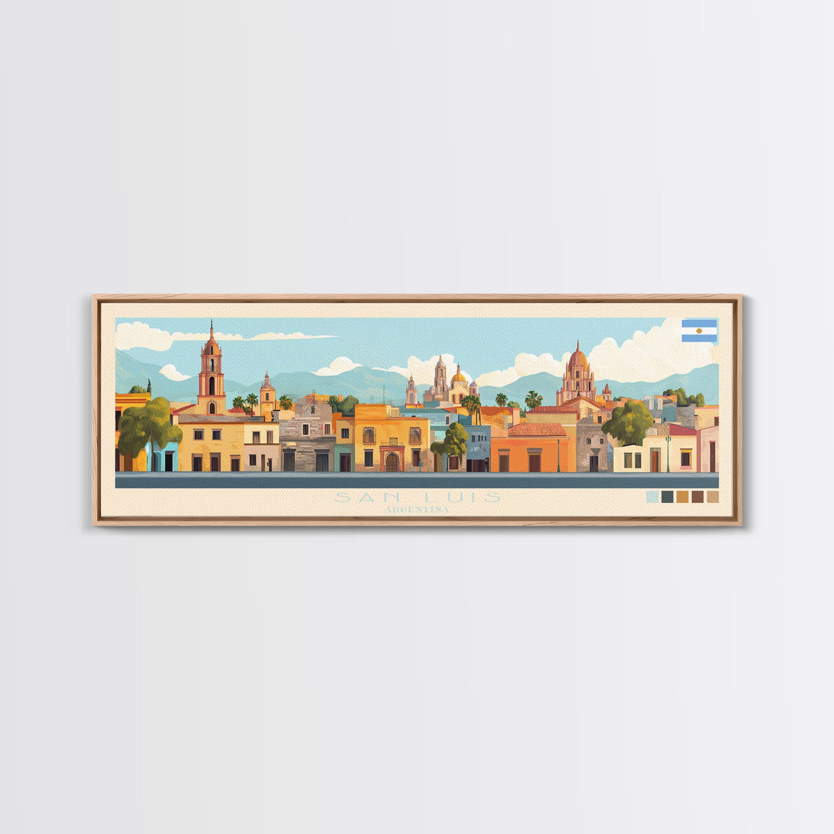 San Luis, Argentina Panoramic Travel Poster Canvas Print, San Luis, Argentina Painting, Argentina Art, San Luis Travel Art, Guest Room Painting