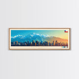 Santiago, Chile Travel Poster Panoramic Canvas Print, Santiago, Chile Painting, Chile Art, Santiago Travel Art, Guest Room Painting