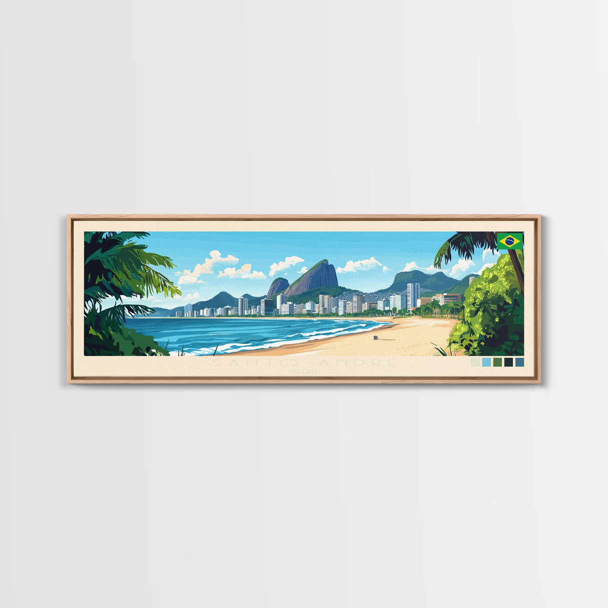 Santo Andre, Brazil Panoramic Travel Poster Canvas Print, Santo Andre, Brazil Painting, Brazil Art, Santo Andre Panoramic Travel Art, Travel Painting