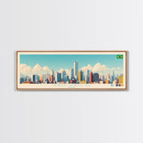 Sao Paulo, Brazil Panoramic Travel Poster Canvas Print, Sao Paulo, Brazil Painting, Brazil Art, Sao Paulo Panoramic Travel Art, Travel Painting