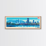 Surabaya, Indonesia Panoramic Travel Poster Canvas Print, Surabaya, Indonesia Painting, Indonesia Art, Surabaya Travel Art, Guest Room Painting