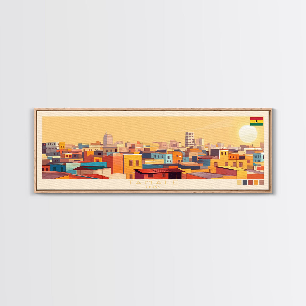 Tamale, Ghana Panoramic Travel Poster Canvas Print, Tamale, Ghana Painting, Ghana Art, Tamale Travel Art, Guest Room Painting