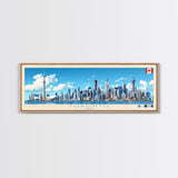 Toronto, Canada Panoramic Travel Poster Canvas Print, Toronto, Canada Painting, Canada Art, Toronto Travel Art, Living Room Painting