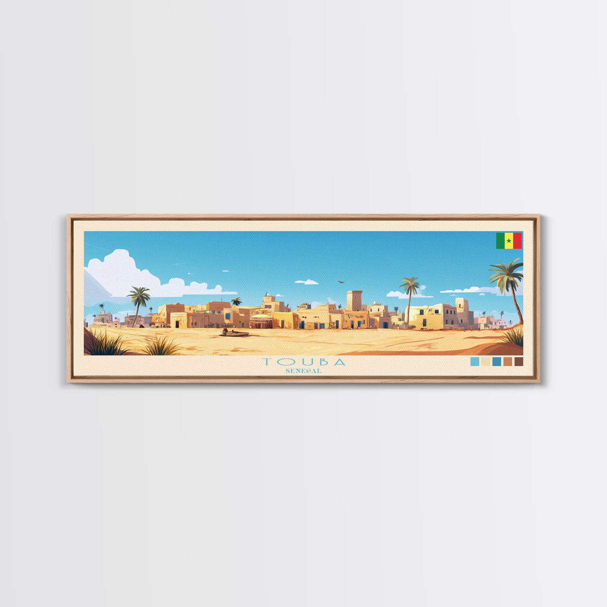 Touba, Senegal Travel Poster Panoramic Canvas Print, Touba, Senegal Painting, Senegal Art, Touba Travel Art, Guest Room Painting