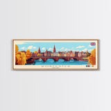 Worcester, England Panoramic Travel Poster Canvas Print, Worcester, England Painting, England Art, Worcester Travel Art, Guest Room Painting