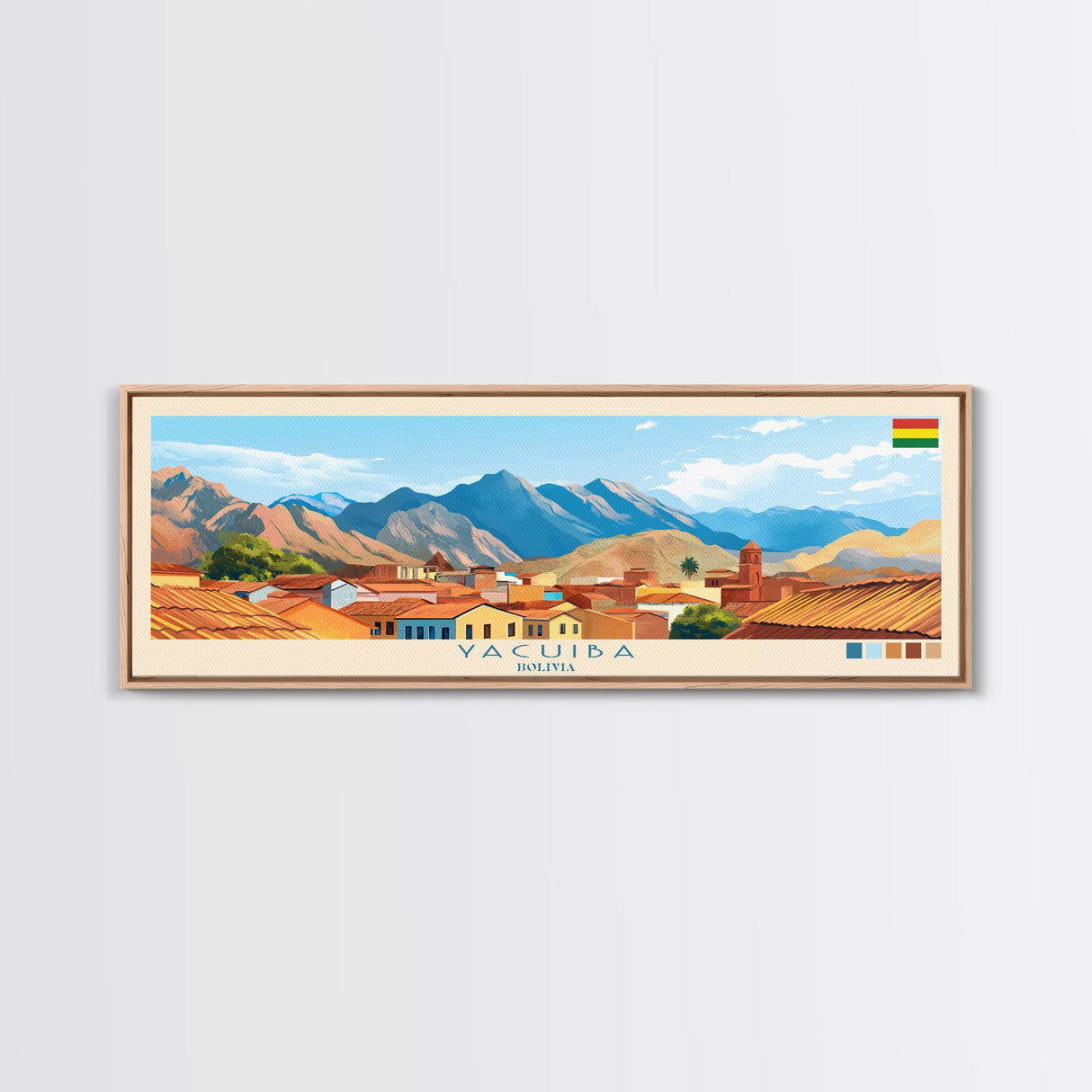 Yacuiba, Bolivia Travel Poster Panoramic Canvas Print, Yacuiba, Bolivia Painting, Bolivia Art, Yacuiba Travel Art, Guest Room Painting