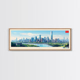 Zhengzhou, China Panoramic Travel Poster Canvas Print, Zhengzhou, China Painting, China Art, Zhengzhou Travel Art, Living Room Painting