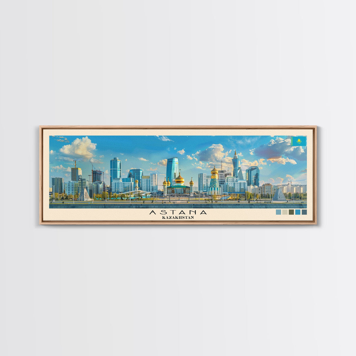 Astana, Kazakhstan Panoramic Canvas Print, Astana, Kazakhstan Painting, Kazakhstan Art, Astana Travel Poster, Travel Art, Vacation Gift