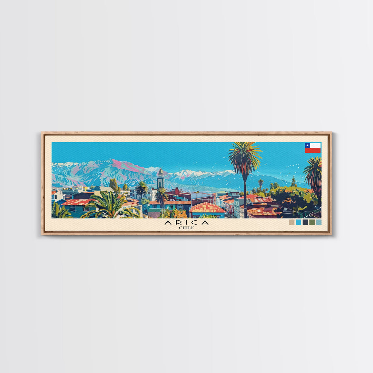 Arica, Chile Panoramic Canvas Print, Arica, Chile Painting, Chile Art, Arica Travel Poster, Travel Art, Guest Room Painting