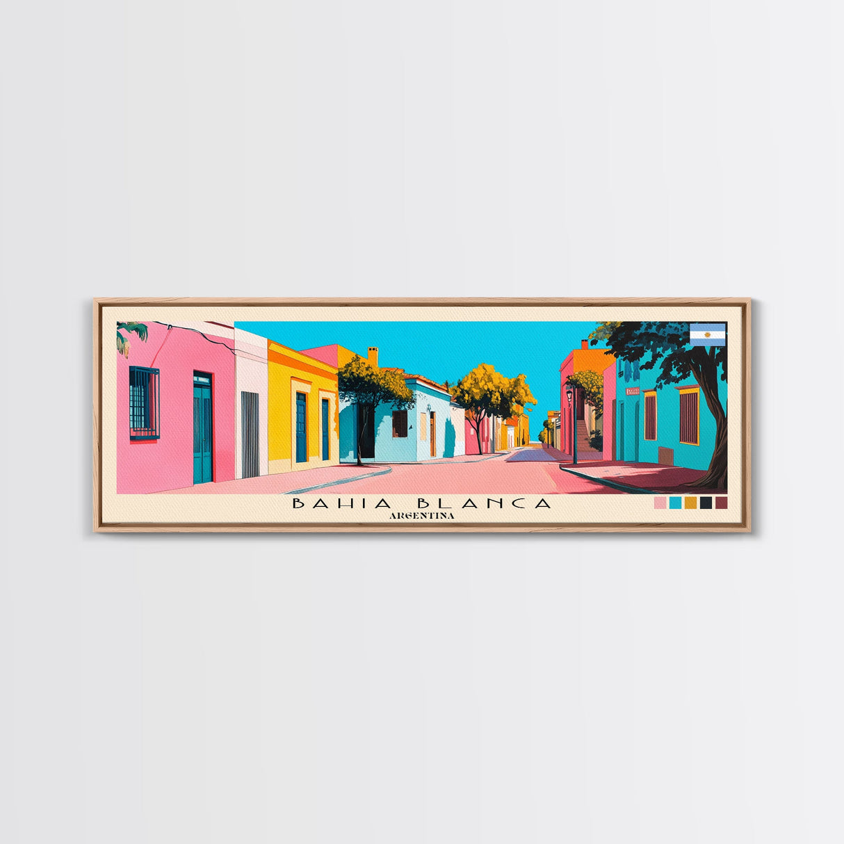 Bahia Blanca, Argentina Panoramic Canvas Print, Bahia Blanca, Argentina Painting, Argentina Art, Bahia Blanca Travel Poster, Travel Art, Guest Room Painting