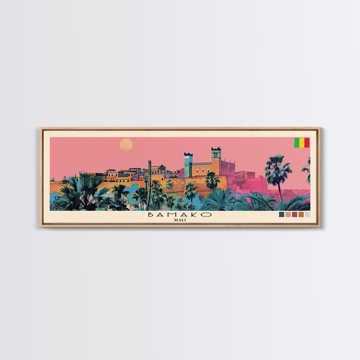 Bamako, Mali Panoramic Canvas Print, Bamako, Mali Painting, Mali Art, Bamako Travel Poster, Travel Art, Guest Room Painting