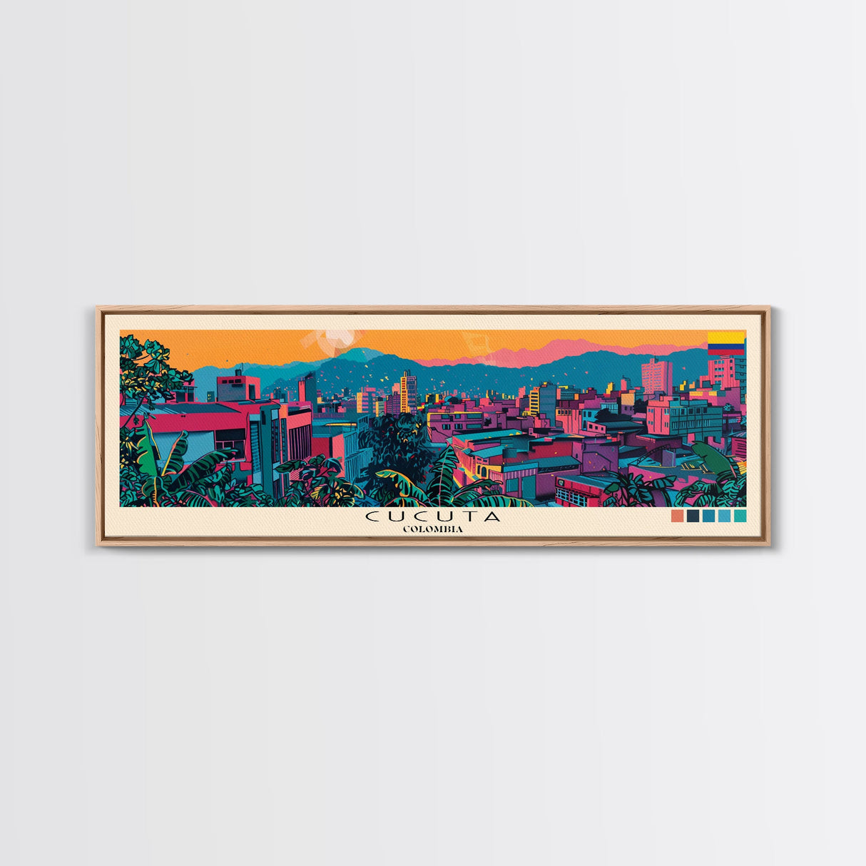 Cucuta, Colombia Panoramic Canvas Print, Cucuta, Colombia Painting, Colombia Art, Cucuta Travel Poster, Travel Art, Guest Room Painting