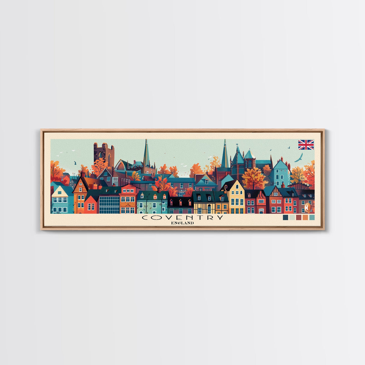 Coventry, England Panoramic Canvas Print, Coventry, England Painting, England Art, Coventry Travel Poster, Travel Art, Living Room Painting