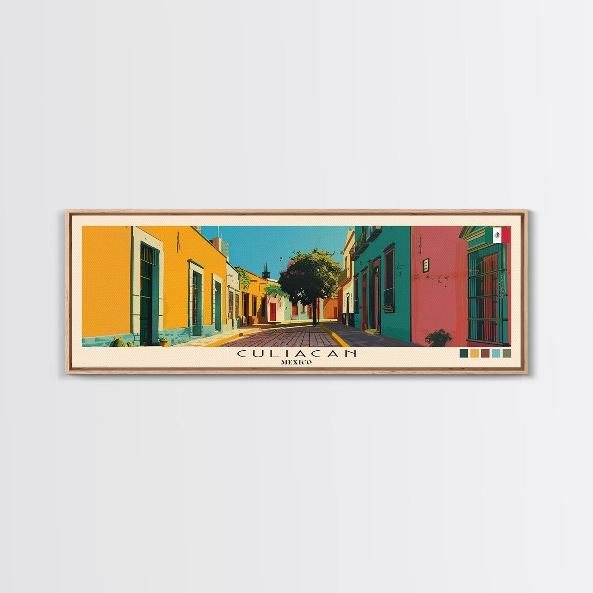 Culiacan, Mexico Panoramic Canvas Print, Culiacan, Mexico Painting, Mexico Art, Culiacan Travel Poster, Travel Art, Living Room Painting