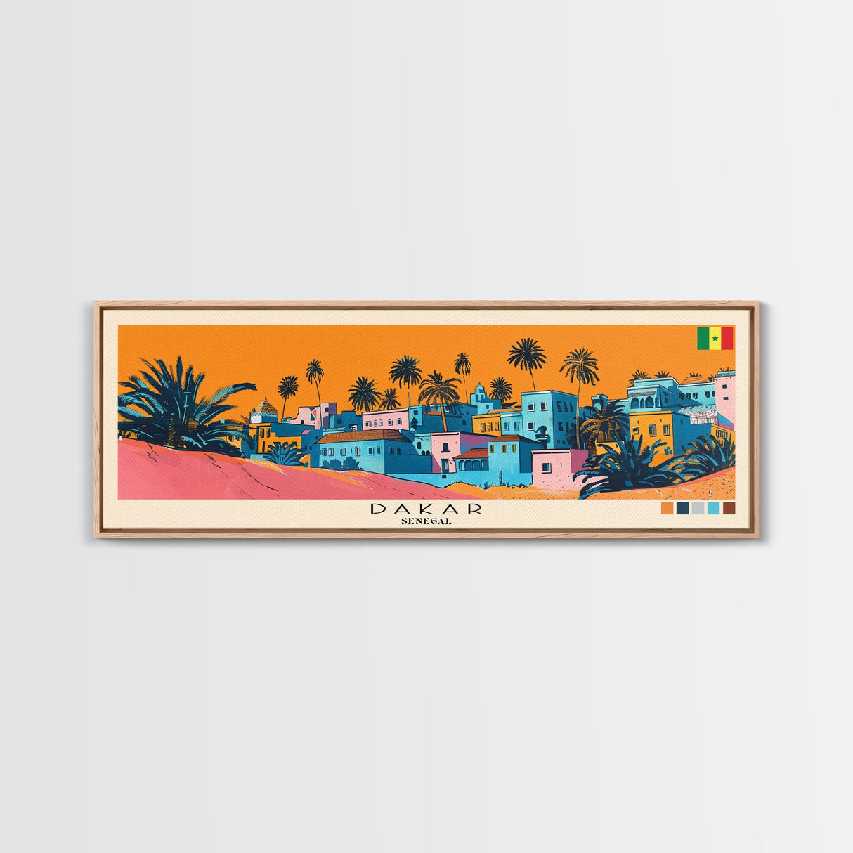 Dakar, Senegal Panoramic Canvas Print, Dakar, Senegal Painting, Senegal Art, Dakar Travel Poster, Travel Art, Vacation Gift