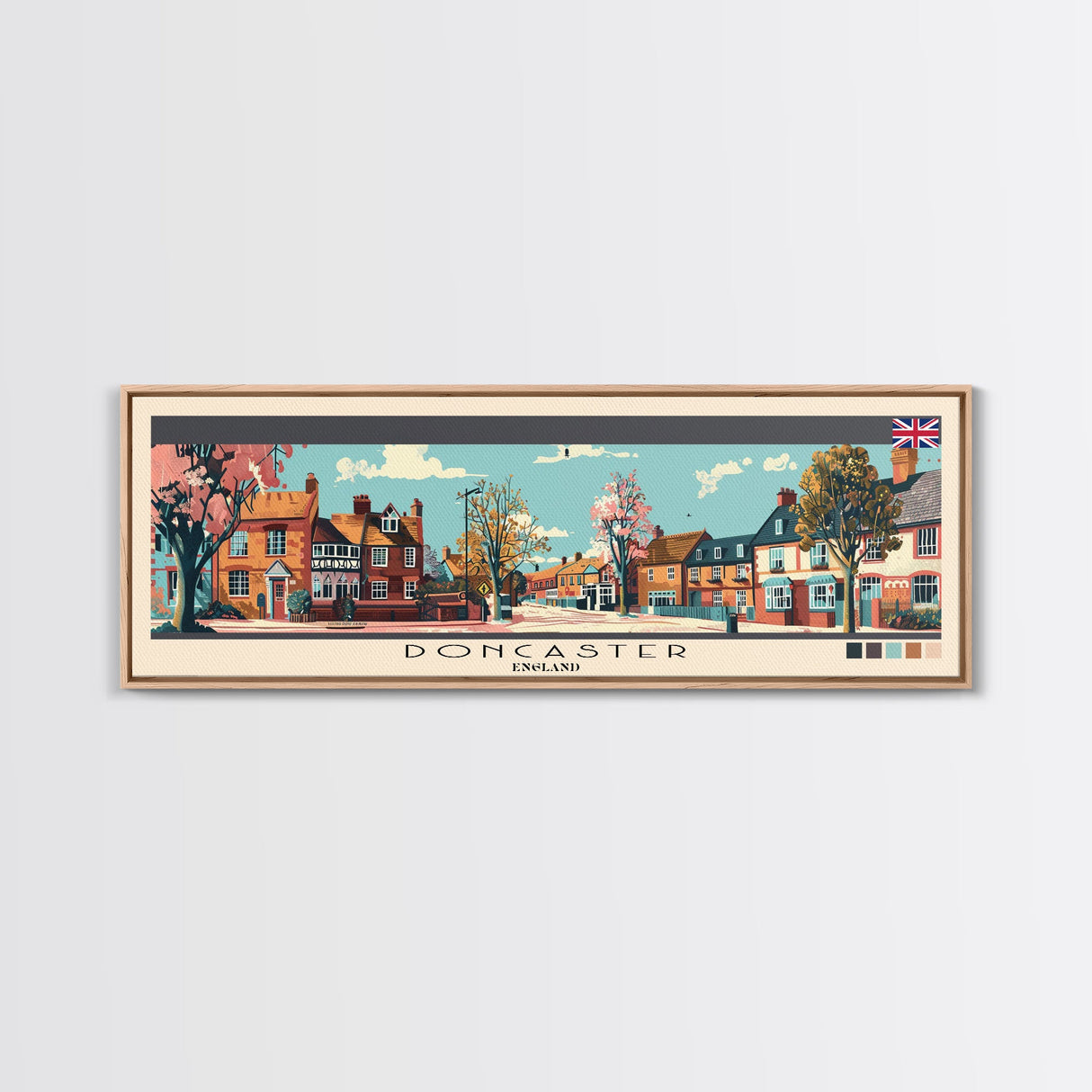 Doncaster, England Panoramic Canvas Print, Doncaster, England Painting, England Art, Doncaster Travel Poster, Travel Art, Guest Room Painting