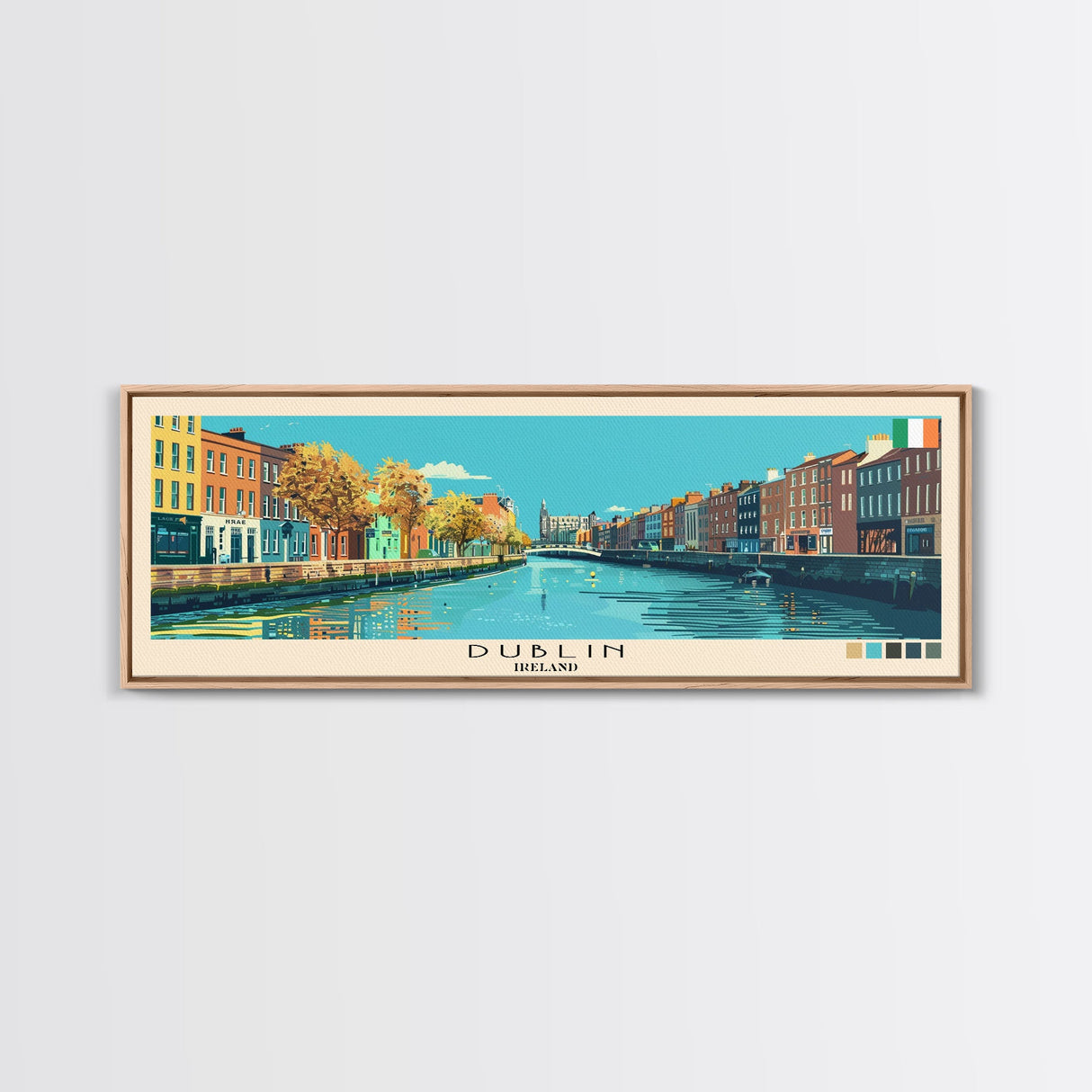 Dublin, Ireland Panoramic Canvas Print, Dublin, Ireland Painting, Ireland Art, Dublin Travel Poster, Travel Art, Guest Room Painting