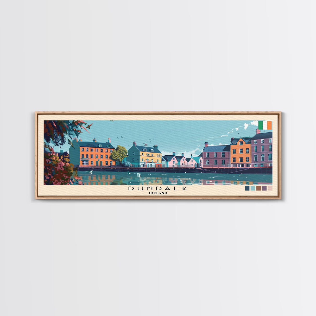 Dundalk, Ireland Panoramic Canvas Print, Dundalk, Ireland Painting, Ireland Art, Dundalk Travel Poster, Travel Art, Guest Room Painting