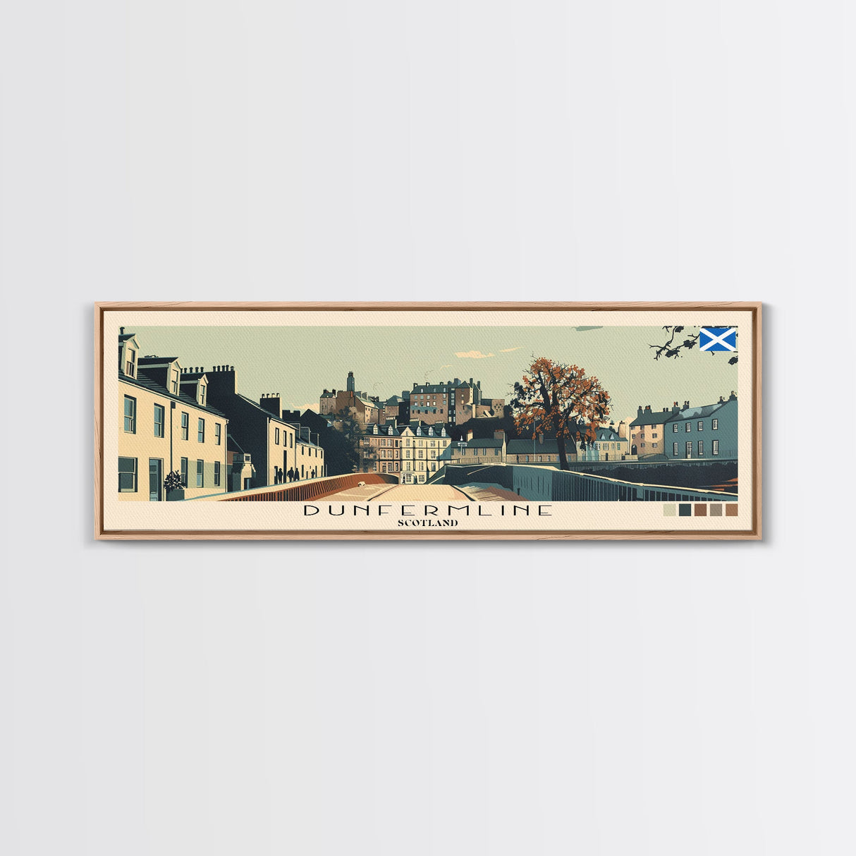 Dunfermline, Scotland Panoramic Canvas Print, Dunfermline, Scotland Painting, Scotland Art, Dunfermline Travel Poster, Travel Art, Living Room Painting