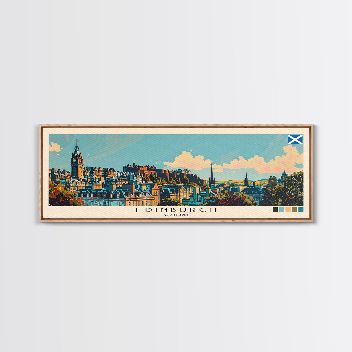 Edinburgh, Scotland Panoramic Canvas Print, Edinburgh, Scotland Painting, Scotland Art, Edinburgh Travel Poster, Travel Art, Vacation Gift