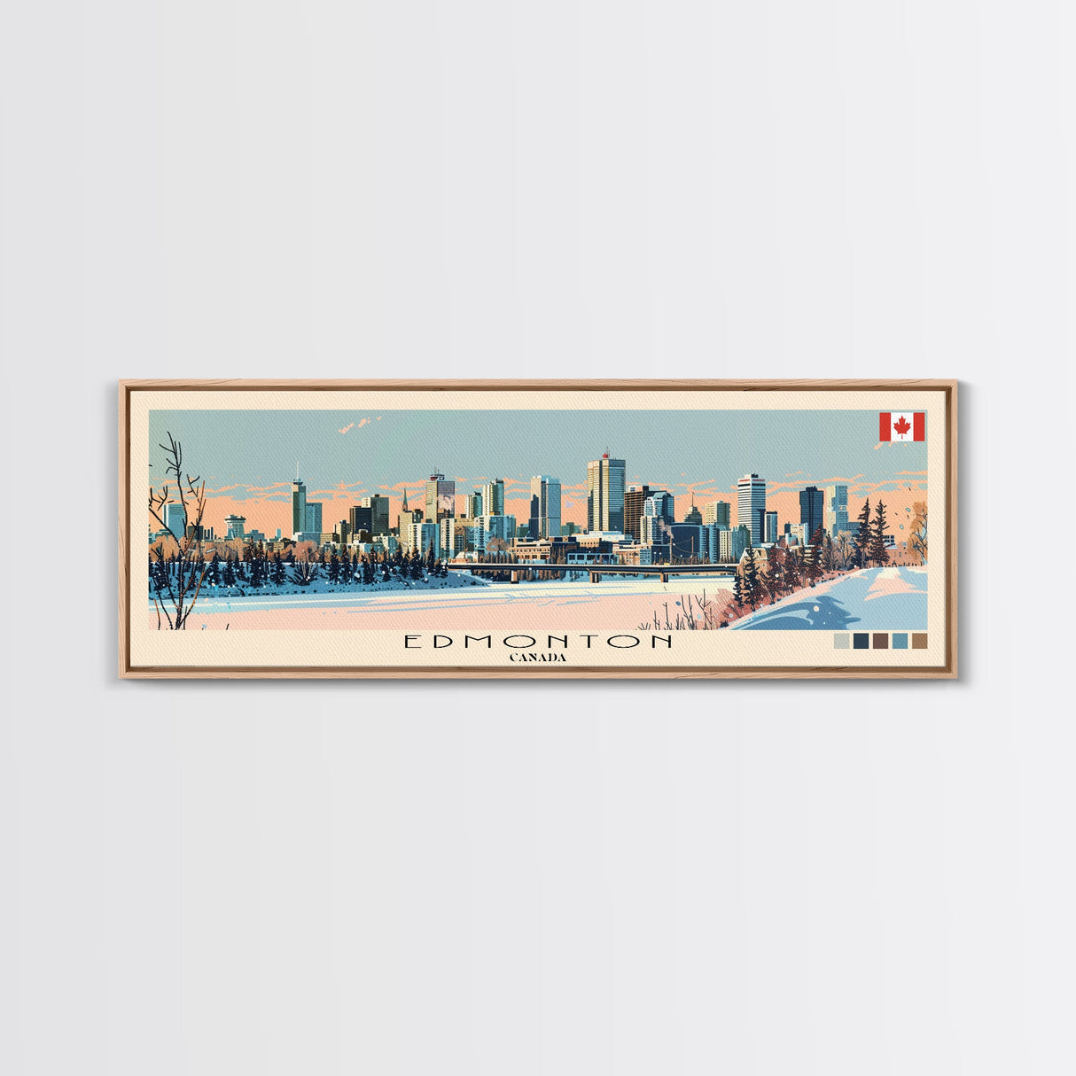 Edmonton, Canada Panoramic Canvas Print, Edmonton, Canada Painting, Canada Art, Edmonton Travel Poster, Travel Art, Living Room Painting