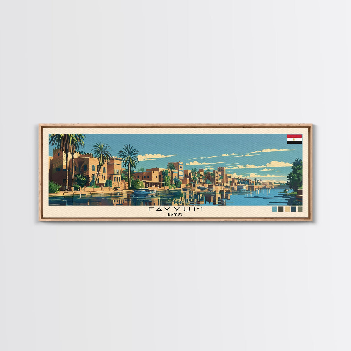 Fayyum, Egypt Panoramic Canvas Print, Fayyum, Egypt Painting, Egypt Art, Fayyum Travel Poster, Travel Art, Housewarming Gift